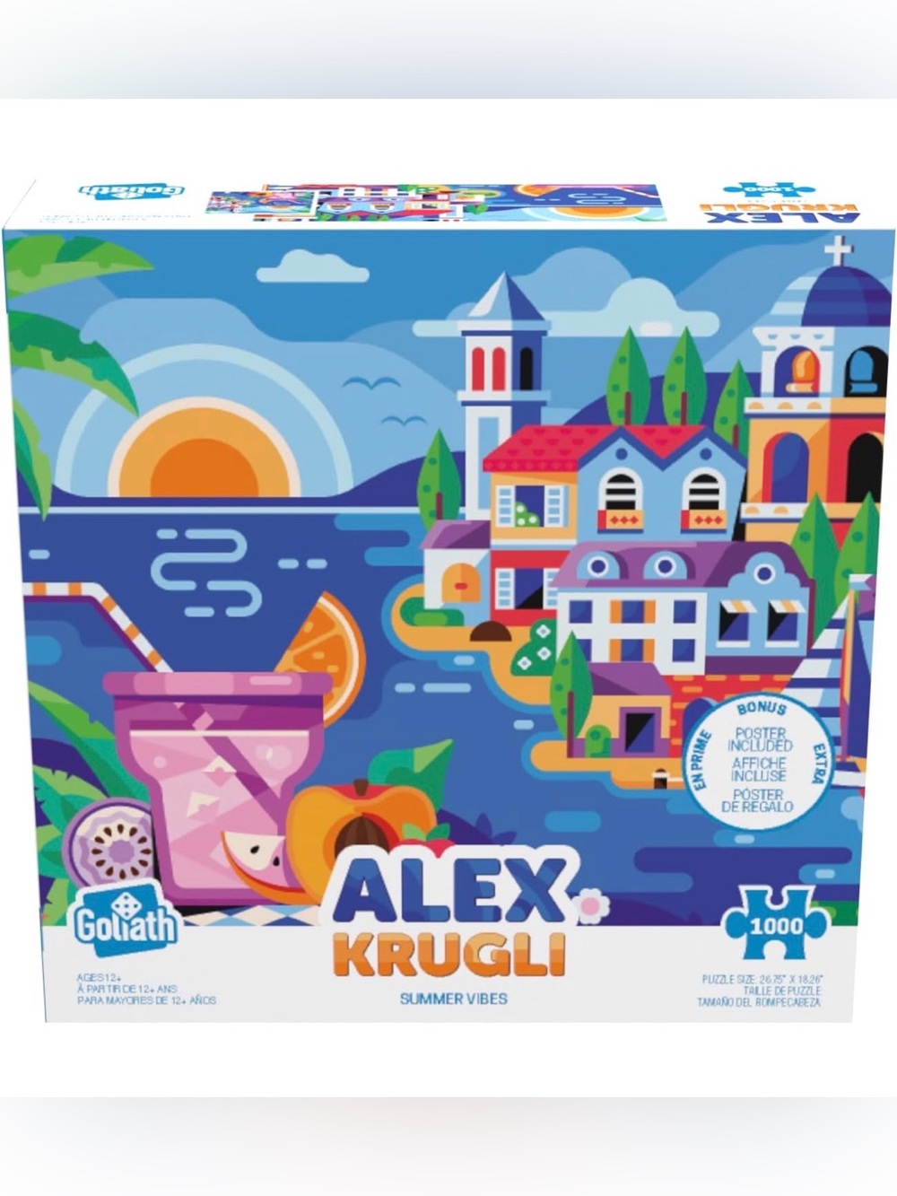 NWT Goliath Alex Krugli: Summer Vibes 1000-Piece Puzzle - Size 26.75 x 18.26”